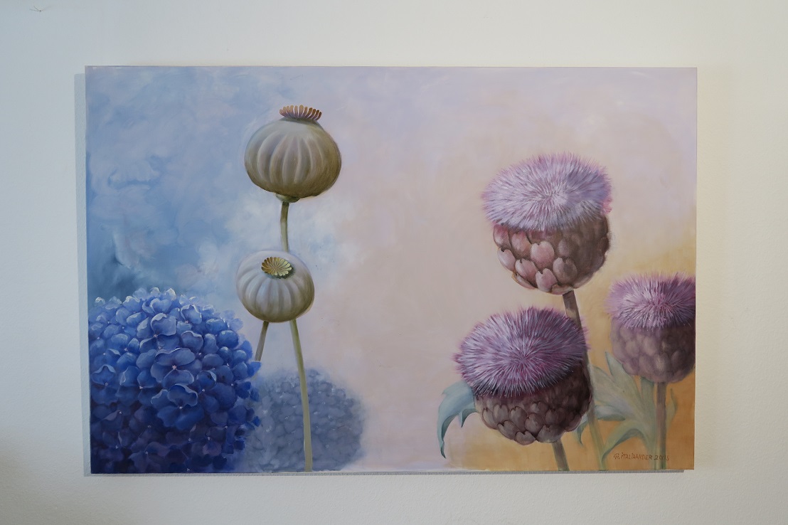 Artischocke-Mohnkapsel-Hortensie-Bild-kaufen-100x150cm-kaufen