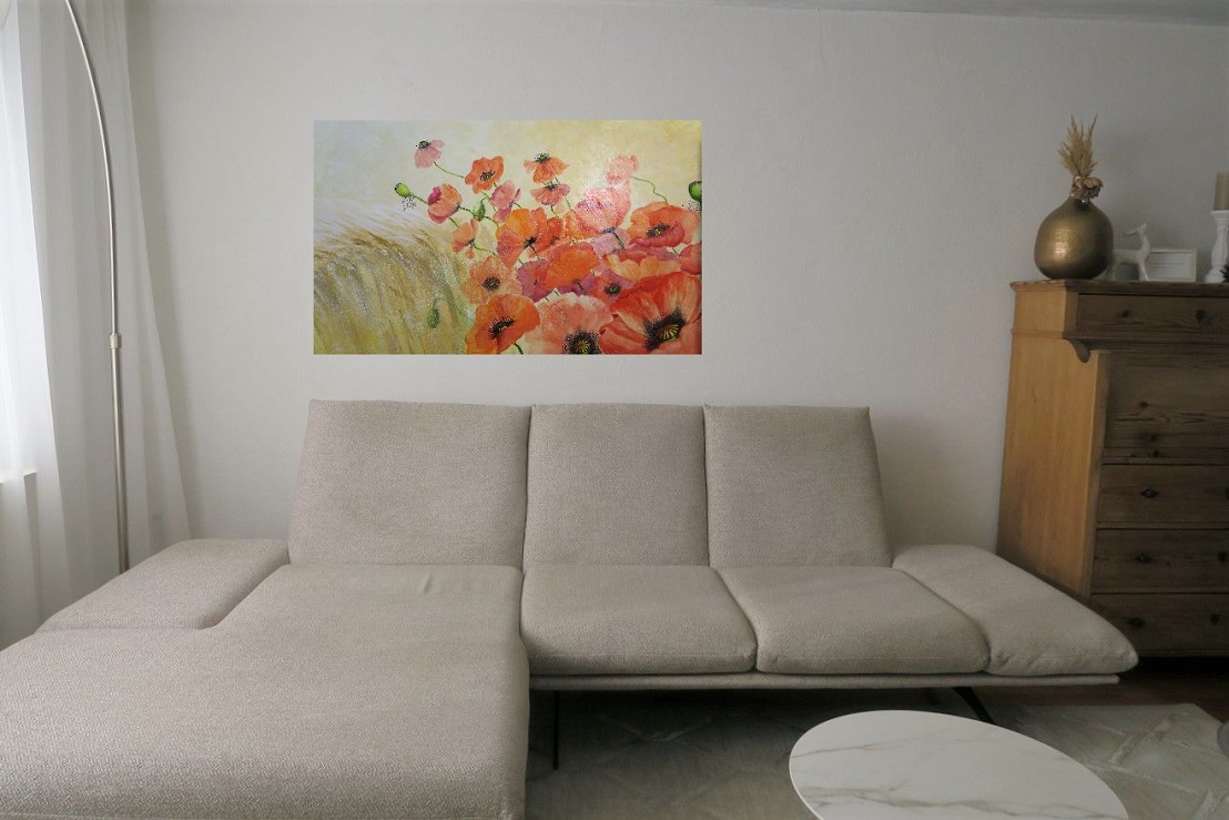 Großes Ölbild mit Mohn Bilder von Gisela Italiaander - kaufen Mohn am Feldrand in oel kaufen grosses bild