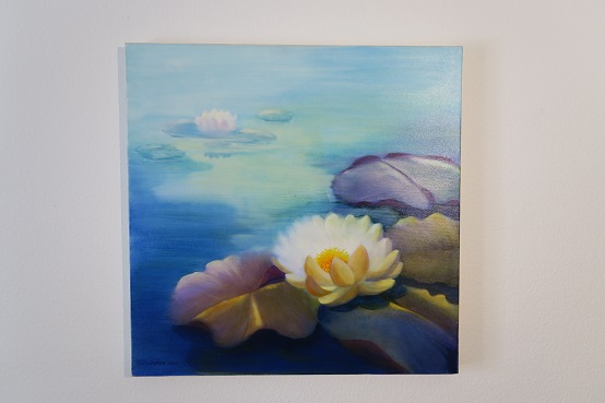 Seerose mit lila Blätter in Öl kaufen