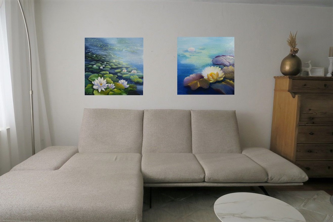 Seerosen Bilder und Gemälde in Ölfarbe kaufen Seerosen Bilder und Gemälde in Oel kaufen