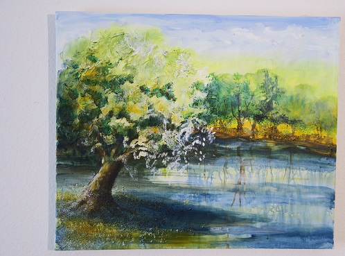 Bäume am Wasser Sommerbild Landschafts Bild kaufen